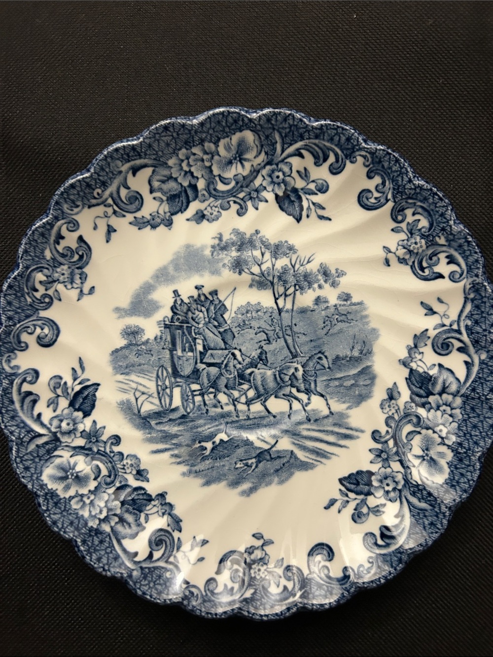 Blue and White Transferware Decorative Dinner Plate